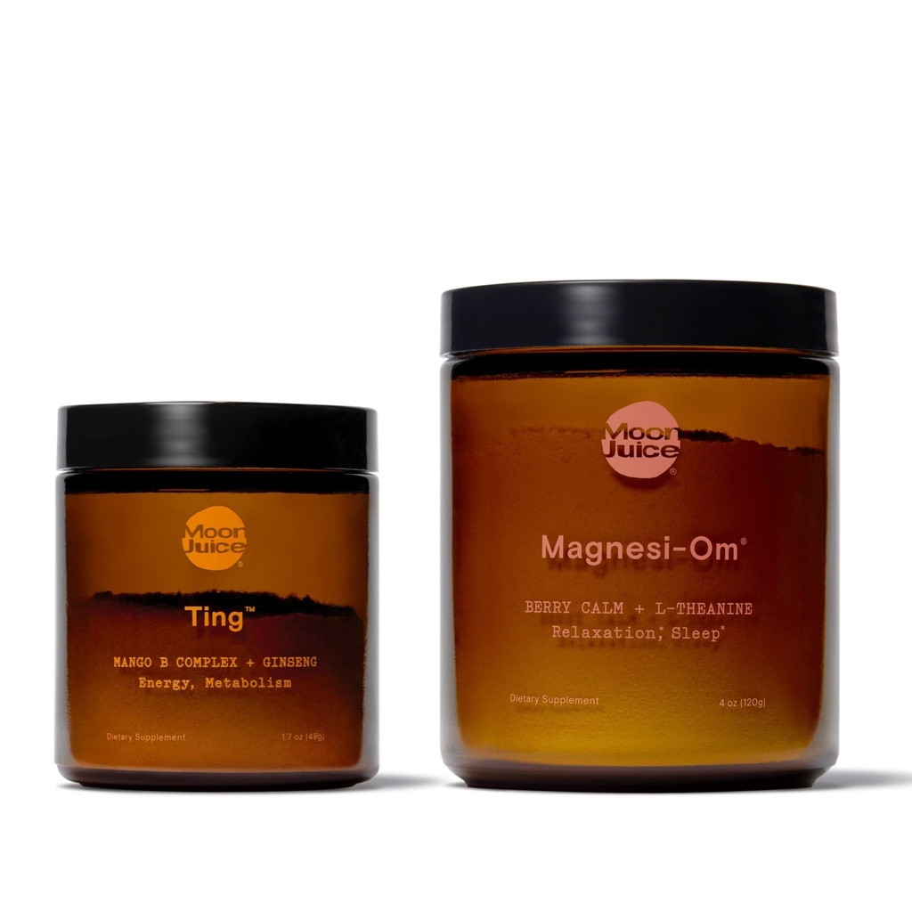 Ting & Magnesi- Om by Moon Juice CLAS124; Ting Vitamin B Complex & ženšen pro Caffeine- Free Natural Energy & Magnesium-Om Magnesium Supplement for Relaxation CLAS124; Caffeine- Free Energy & Deep Relaxation