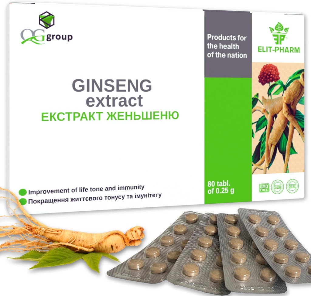 QG skupina Ginseng Extract & Licorice Root Extract s vitaminem C (80 tablet - 210mg každý) Dodatek stravy pro muže a ženy