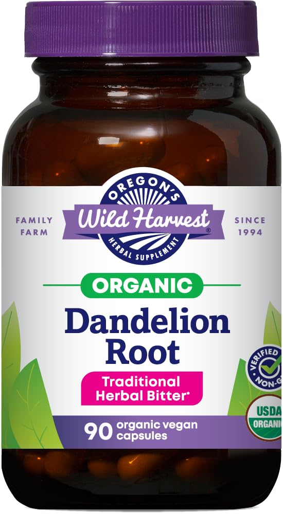 Oregon Wild Harvest Dandelion Root Organic Supplement 124; Tradiční bylinné hořčice, 90 Vegan Kapsle