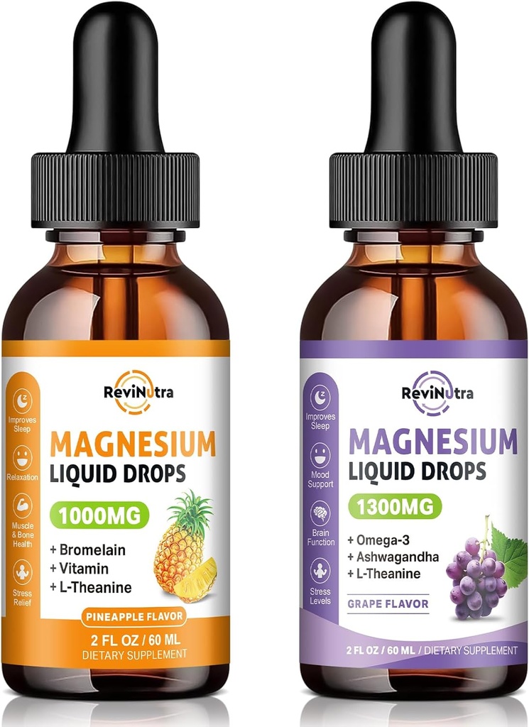 2 balení Magnesium- Complex Liquid Drops Ananas & Grape Flavor