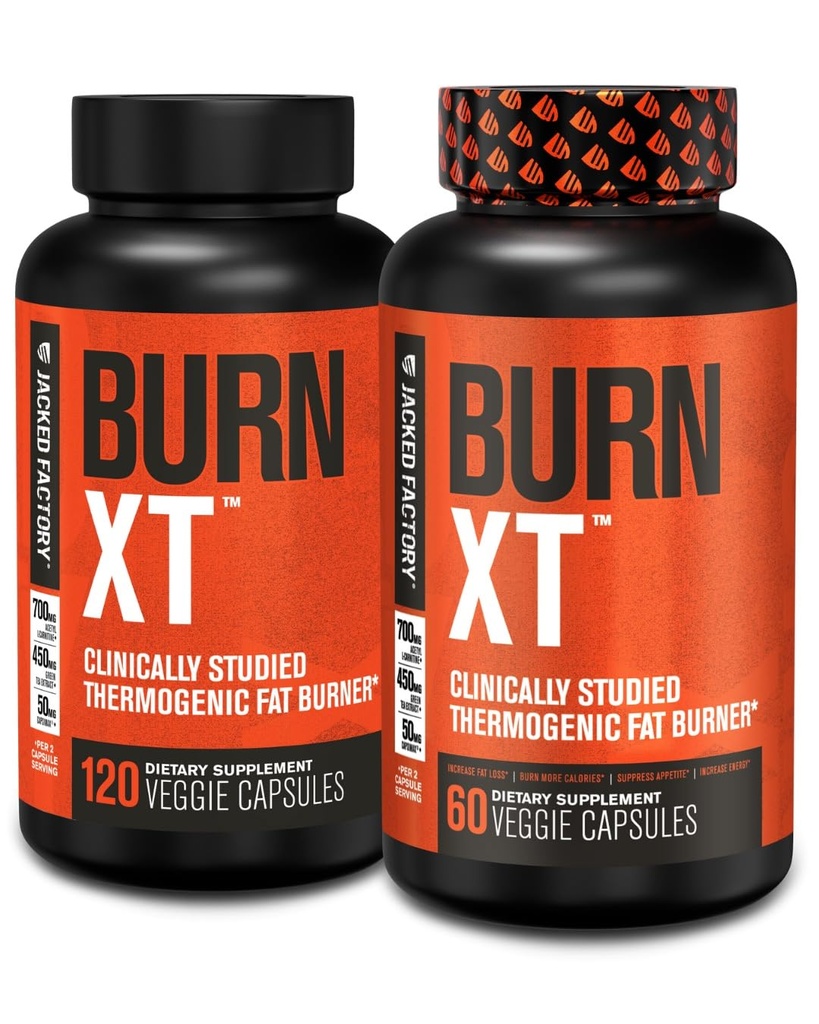 Jacked Factory Burn-XT Klinicky studovaný tuk Burner & Weight Loss Supplement - Appetite Suppressant & Energy Booster - s Acetyl L- Carnitin, Green Tea Extract a více - 180 Přírodní dietní pilulky