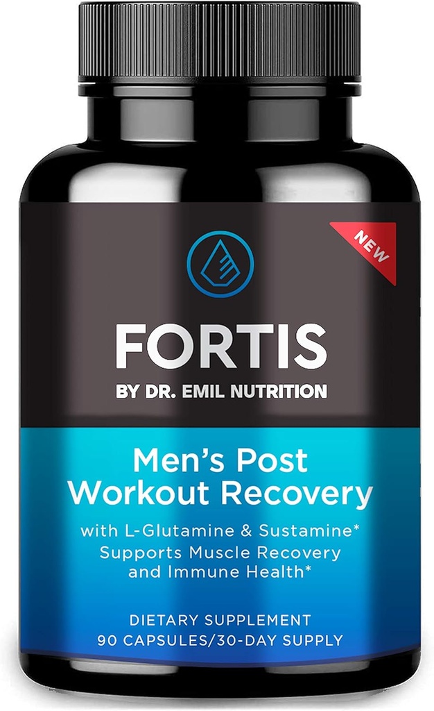 DR. EMIL NUTRITION Fortis Post- Workout Recovery kapsle pro muže s L- glutamin a Sustamine na podporu svalové obnovy a imunitního zdraví, 30 Služeb