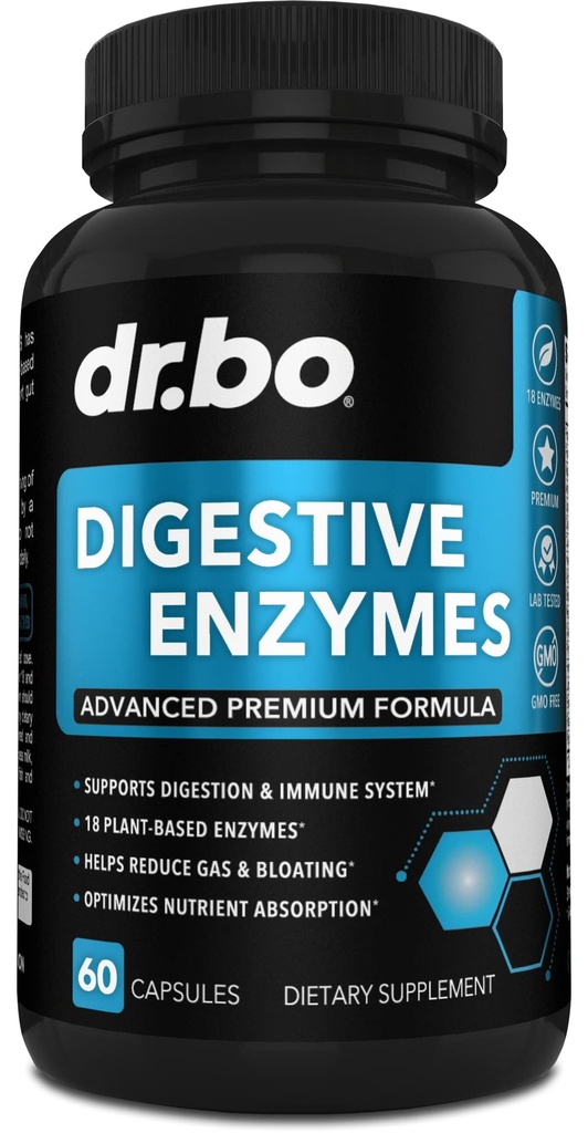 Stravovací Enzymy Doplňky Plant Based - Pankreatický a proteolytický Super Digestion Enzyme Doplněk pilulky na nadýmání úlevy pro ženy a muže - Lipáza, Amyláza, Bromelain, proteáza a celuláza