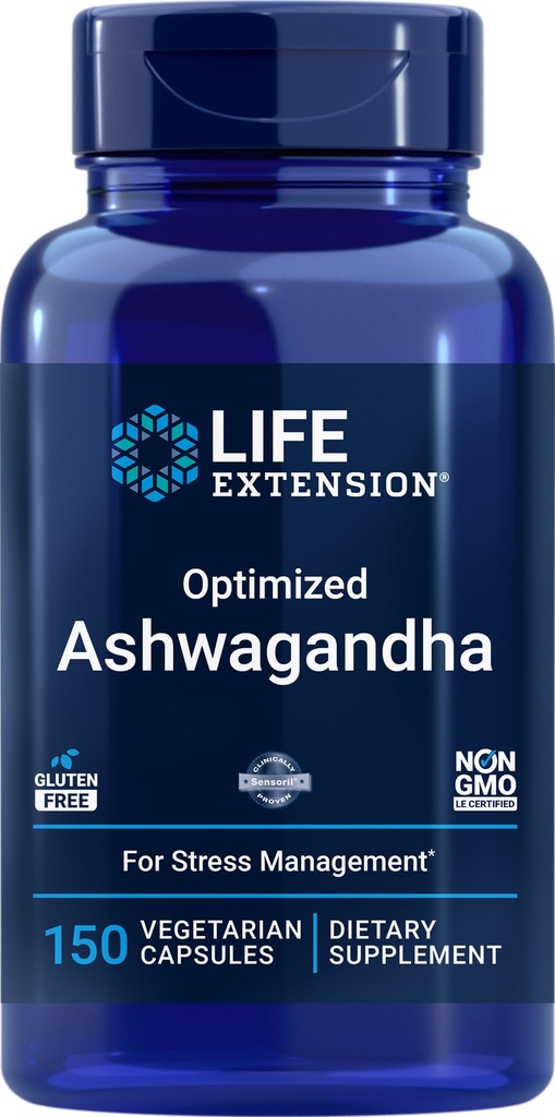 Life Extension Optimalizovaný Ashwagandha, 150 Veg Caps - Non- GMO, Gluten Free, Vegetariánské kapsle