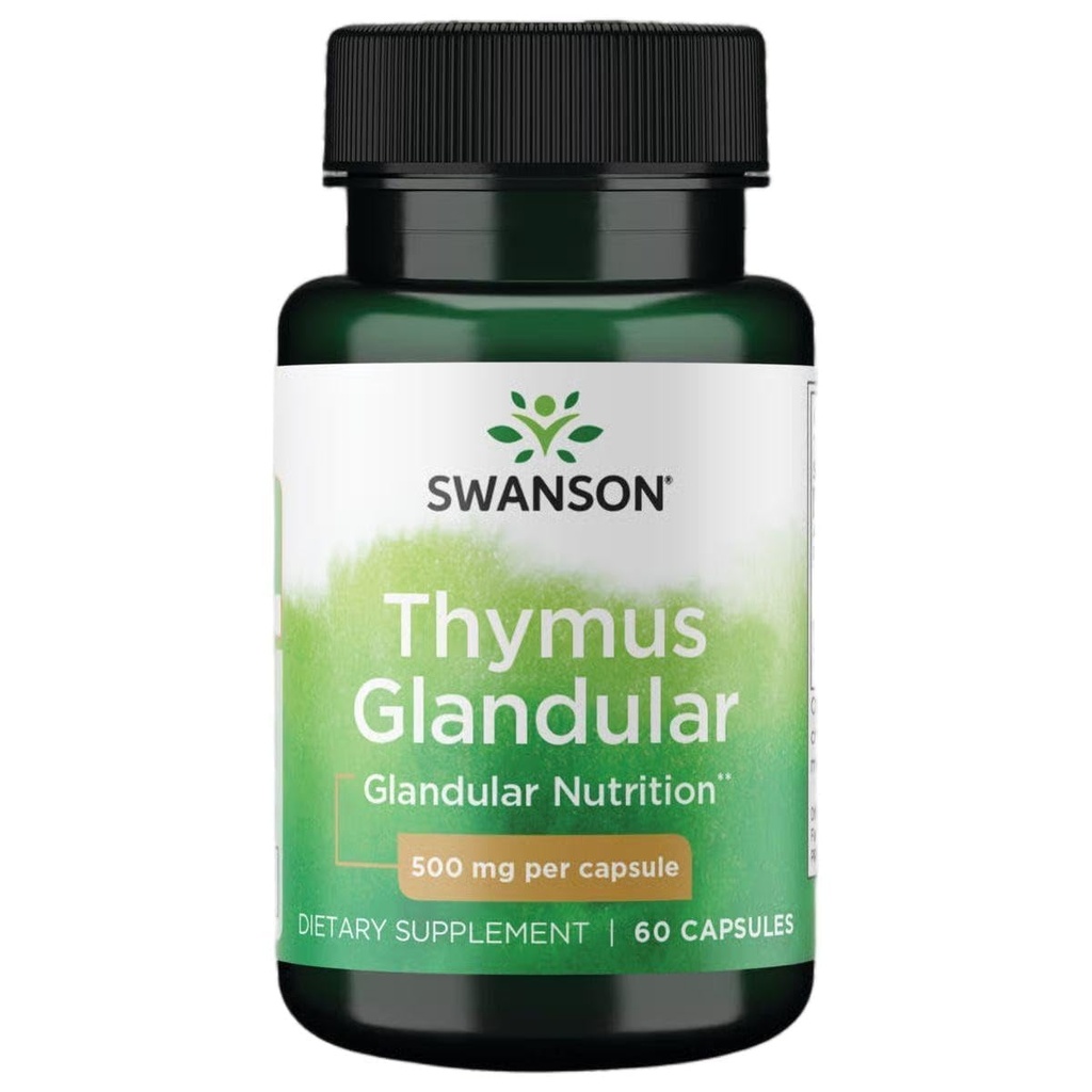 Swanson Raw Thymus Glandular 500 miligramů 60 tobolek