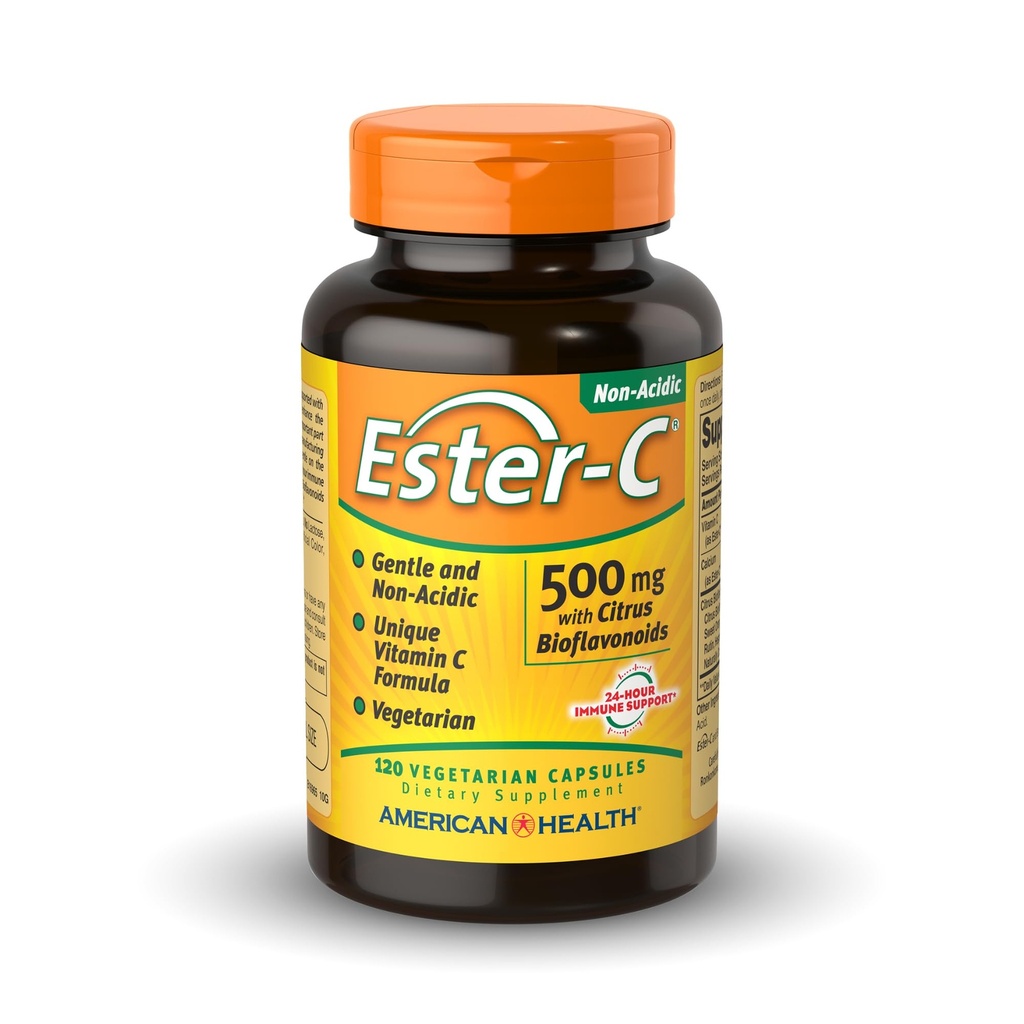 American Health Ester- C 500 mg s Citrus Bioflavonoids - 120 Vegetariánských kapslí - 24 hodinová imunitní podpora - Non- GMO, Vegan, Gluten Free - 60 Služeb