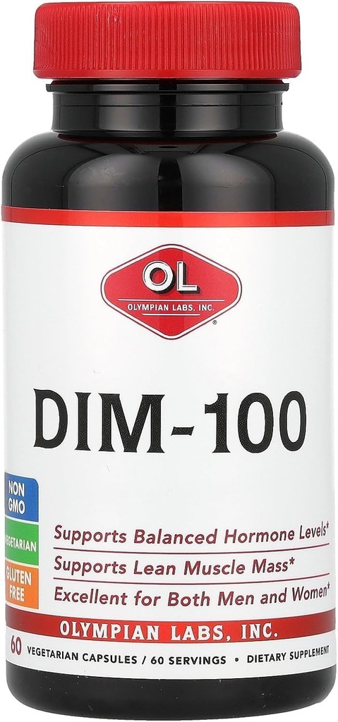 Olympian Labs DIM dodatek 100mg - Denní kapsle - Diindolylmethan pro muže a ženy, 100 Mg, 60 Počet