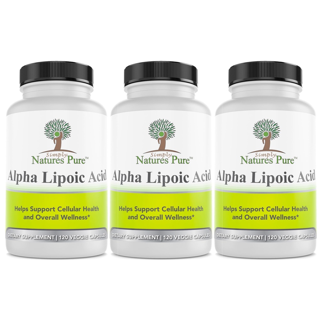 Jednoduše Natures Čistá kyselina lipoová 600mg 360 Veggie Kapsle, Non- GMO Thioctic Acid 12 Měsíce Dodávka