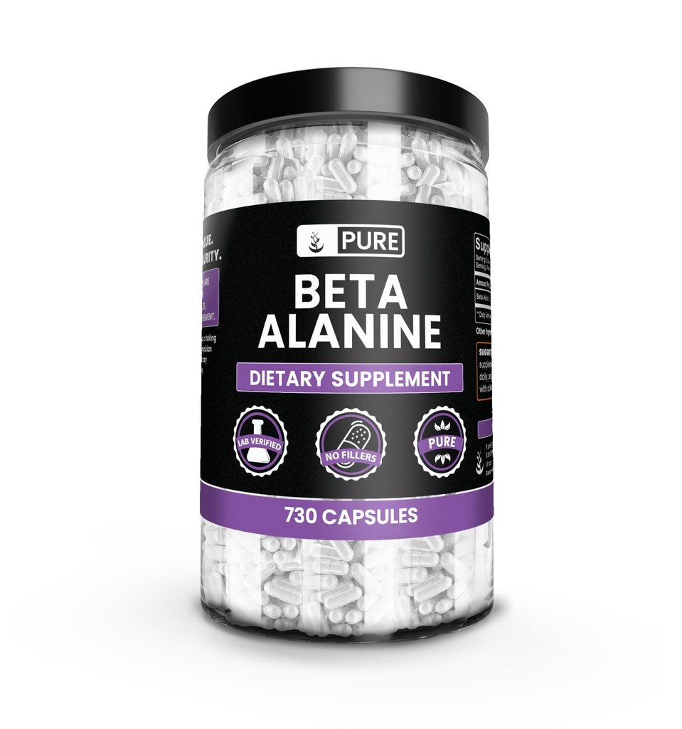 Čisté původní ingredience Beta Alanin, (730 Kapsle) Vždy čisté, Žádné přísady nebo Fillers, Laboratorní ověřené