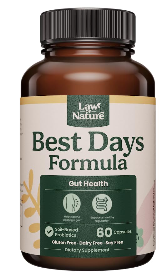 Nejlepší dny Formule 124; Pokročilá 5-in-1 Gut Podpora pro nafouknutí, plyn a nepravidelnost 124; Soil-based Probiotika + Prebiotika, L-Glutamin, Aloe Vera & More 124; 60 Kapsle
