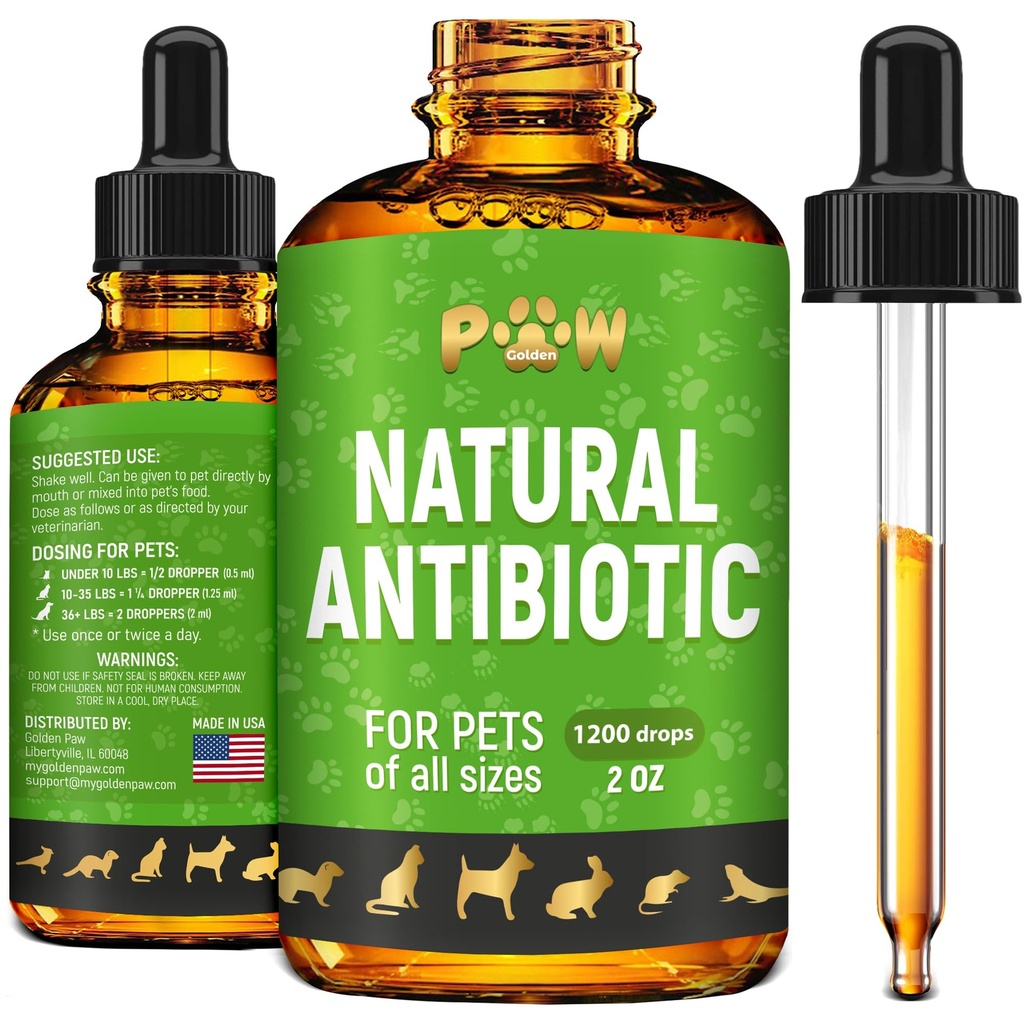 Psi Antibiotika pro infekci, Kašel, UTIs, Alergie, Svědění 124; Přírodní antibiotika pro kočky na podporu pokožky, Coat, & Digestion 124; pro všechny Breeds & Ages 124; 2 oz