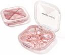 1 balení Malé Pink Pill Organizátor, 4 Compartments, Kompact Stylish Roztomilý Cestovní Camping Pill Box Denní medicína Pouzdro na pilulky, Přenosné a vlhkoodolné pro skladování vitaminy, léky a doplňky