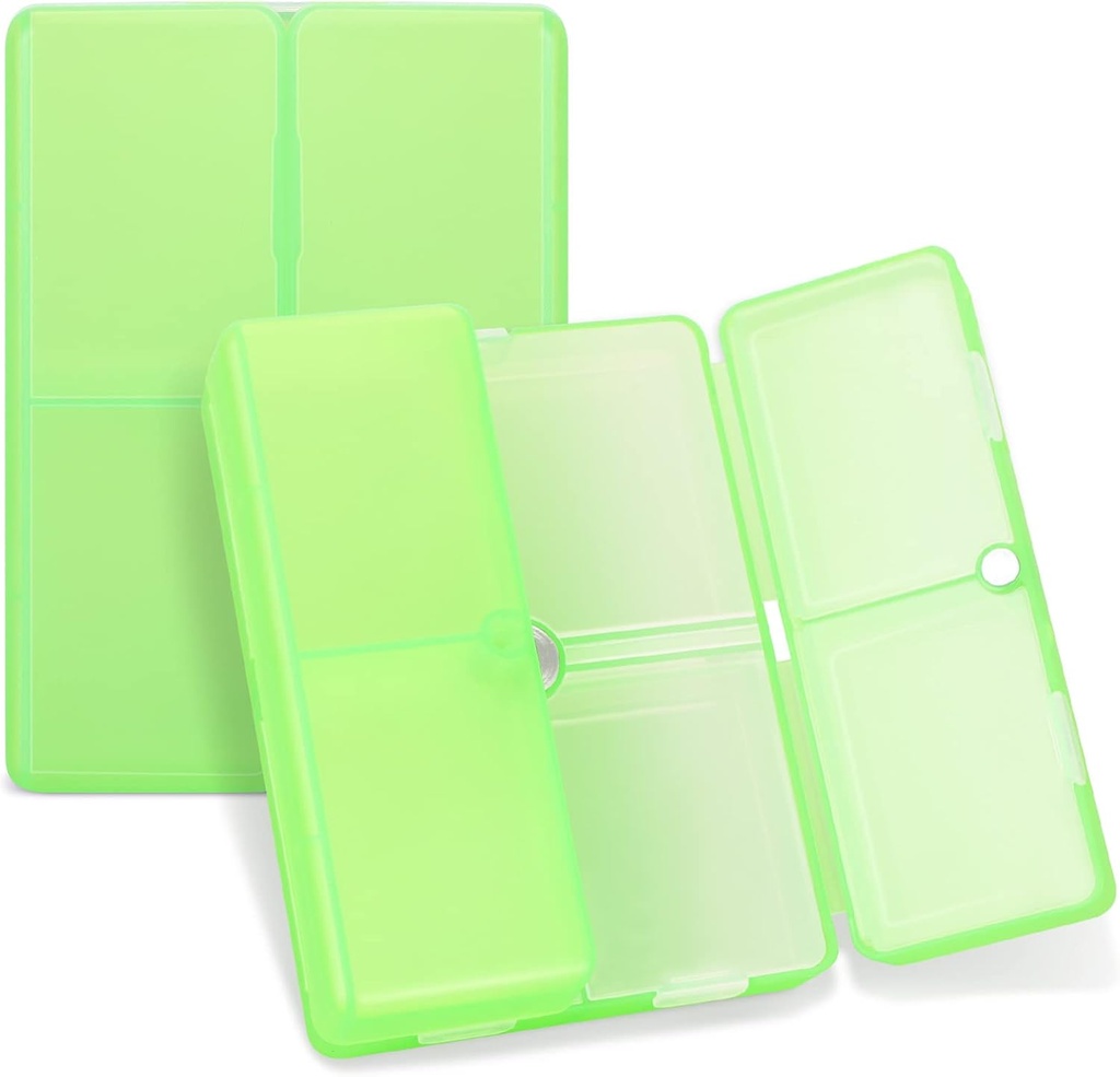 Daily Pill Organizátor, 7 Compartments Přenosný Pill Pouzdro Pořadatel, [Skládací design] Pill Box pro kabelku držet vitaminy, Cod Játra olej, doplňky a léky-jasné zelené