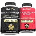 Nutriveral Premium Shilajit Kapsle a Fadogia Agrestis dodatek Bundle: Výkonný Shilajit pro ženy a muže + Fadogia Agrestis s Tongkat Ali dodatek pro výkon, Vytrvalost, & Vitality