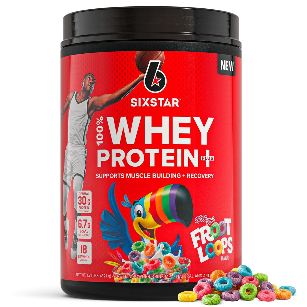Six Star Syrovátkový protein Powder Plus - Muscle Building & Recovery Formule s syrovátkovým izolátovým práškem, BCAA, 30g protein, imunitní podpora - Post- Workout dodatek - Kellogg 's Froot Loops Flavor, 1,8 lbs