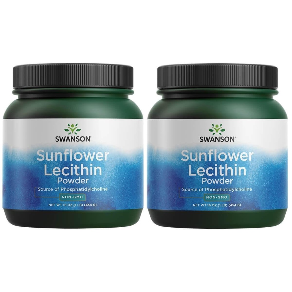 Swanson Sunflower Lecithin Brain Health Nervous System Support Non- GMO Soy- Free Vegetarian 16 oz (1lb) 454 gram prášek (2 balení)