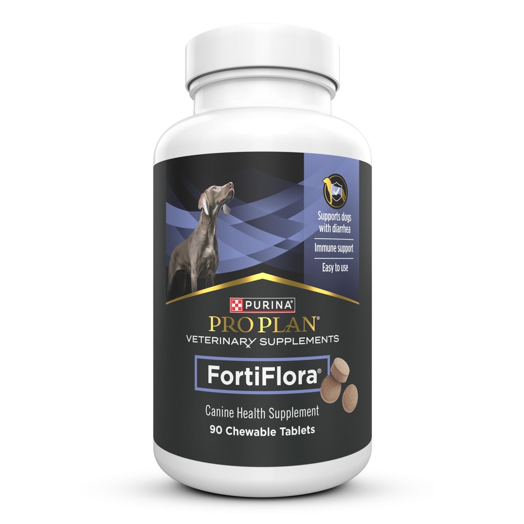 Purina Pro Plan Veterinární doplňky FortiFlora Probiotika pro psy Žvýkací tablety pro stravitelné Gut zdraví a průjem - 90 ct. Canister