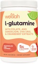 Wellah L- glutamin Powder Meloun Lime (50 Servings) - 5g L- glutamin Per Serving, slazený se Stevia