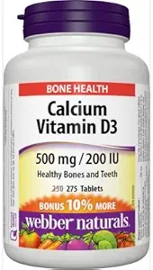 Webber Naturals Karbonát vápenatý 500 mg s vitamínem D3 200iu, 275 Tabs Bonusový balíček