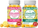 Lunakai Collagen a vitamin D3 Gummies Bundle - Non- GMO proti stárnutí doplňky pro muže a ženy - Imunita, Kost a Mood Support Gummy pro dospělé - 30 dní dodávky