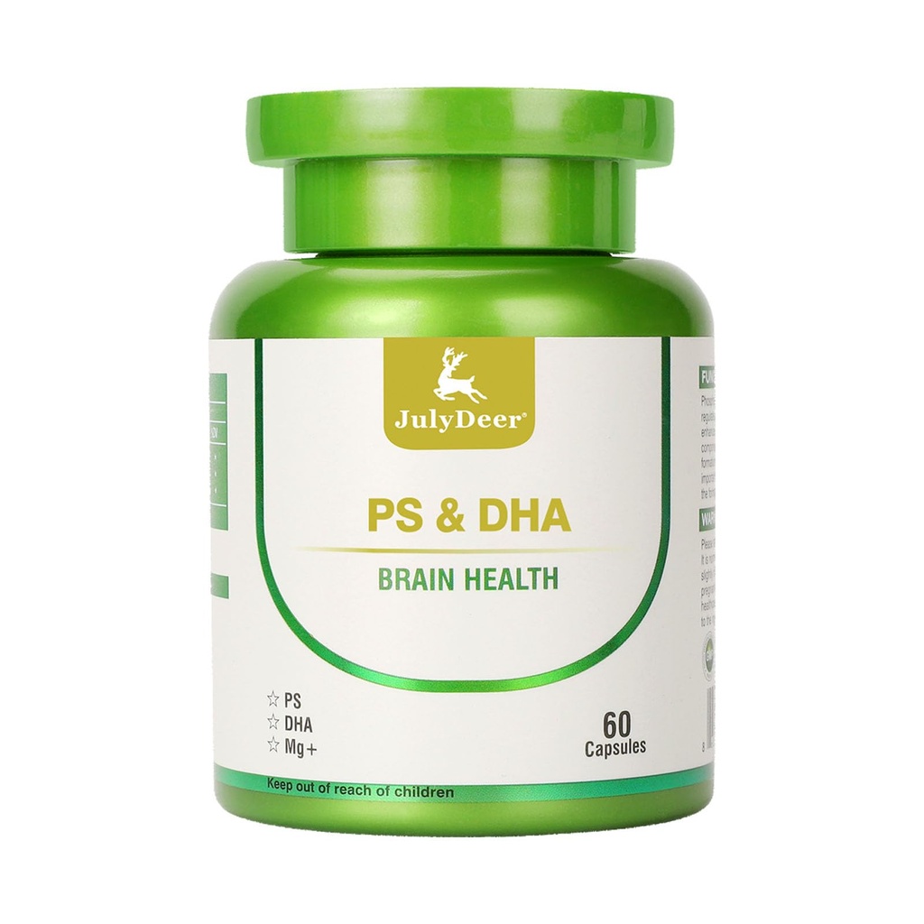 Magnesium L- threonát - 100mg, DHA- 100mg, Fosfatidylserin- 40mg, komplex hořčíku doplňky pro starší děti Brain Health a kognitivní podpora Zlepšit mozek - 60 Kapsle
