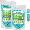 XPRS Nutra Vegan Size 0 Separated Capsules - 500 Count Premium Prázdné kapsle Separated in Bags - Pills 0 Prázdné pro DIY Supplement Filling (Aqua)