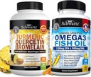 Turmeric Quercetin s doplňkem Bromelain (1 měsíční dodávka) Plus Triple Strength Omega 3 Fish Oil (1 měsíční dodávka)