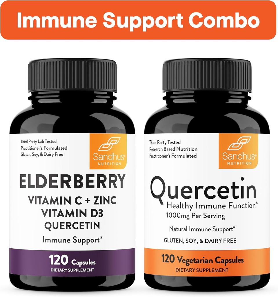 Sandhu je imunitní podpora Combo Dublin 124; Elderberry & Quercetin Kapsle Bundle Dublin 124; Podporuje imunitní zdraví
