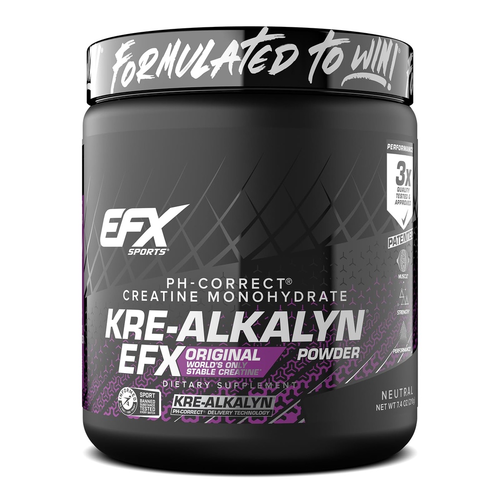 EFX Sports Kre-Alkalyn EFX Powder 124; pH korektní Creatin Monohydrát Prášek dodatek 124; Síla, růst svalů a výkon 124; 140 Služeb (Neochucené)
