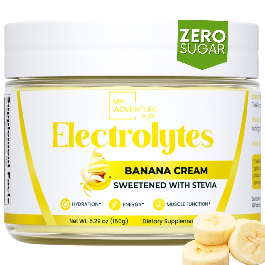 Nulový cukr - Banana Cream Electrolytes Powder - Refreshing Hydration - Kofein Free Energy with All Natural Ingredients - Vegan, Keto & Paleo - Sugar Free Electrolytes Powder Drink Mix - 37 Servings