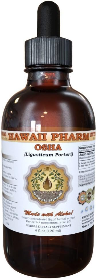 Hawaii Pharm OSHA (Ligusticum porteri) Liquid Extract, tinktura, Bylinný dodatek, Made in USA, 2 fl.oz