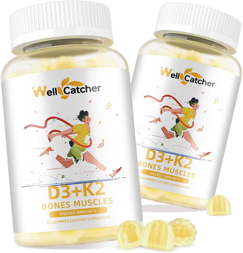 Vitamin D3 K2 Gummies - Vitamin D3 5000IU K2 (MK-7) 120mcg doplňky s vitaminem B Komplexní cukr zdarma pro dospělé děti podporuje kosti zuby síla imunitní Mango Flavor 60 Počítá 2 balení