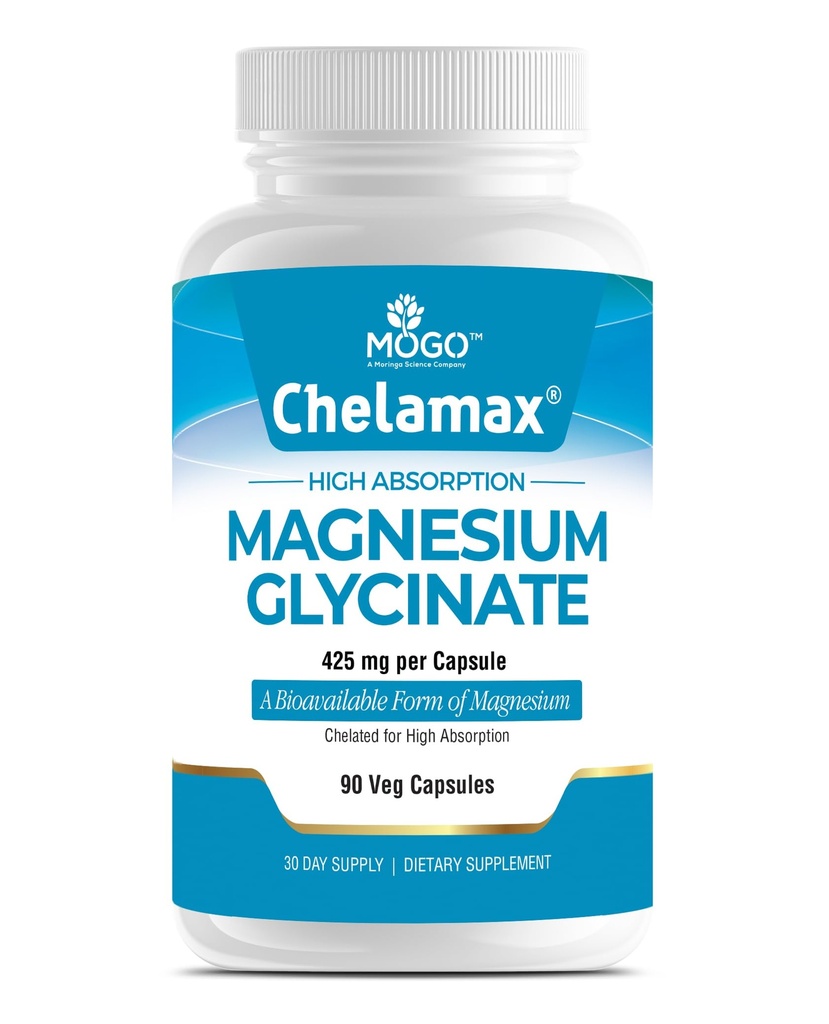 Chelamax Magnesium Glycinát. Dead Sea Sourced, 100% česaná hořčík pro podporu spánku, svalové křeče, zdraví kostí. Vyrobeno v USA, třetí Party Testováno, Heavy Metal Free, Glicinato de Magnesio Kapsle.