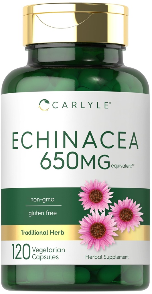 Carlyle Echinacea PHARMAN124; 650mg PHARMAN124; 120 kapslí PHARMAN124; Vegetariánské, Non- GMO & Gluten Volný dodatek
