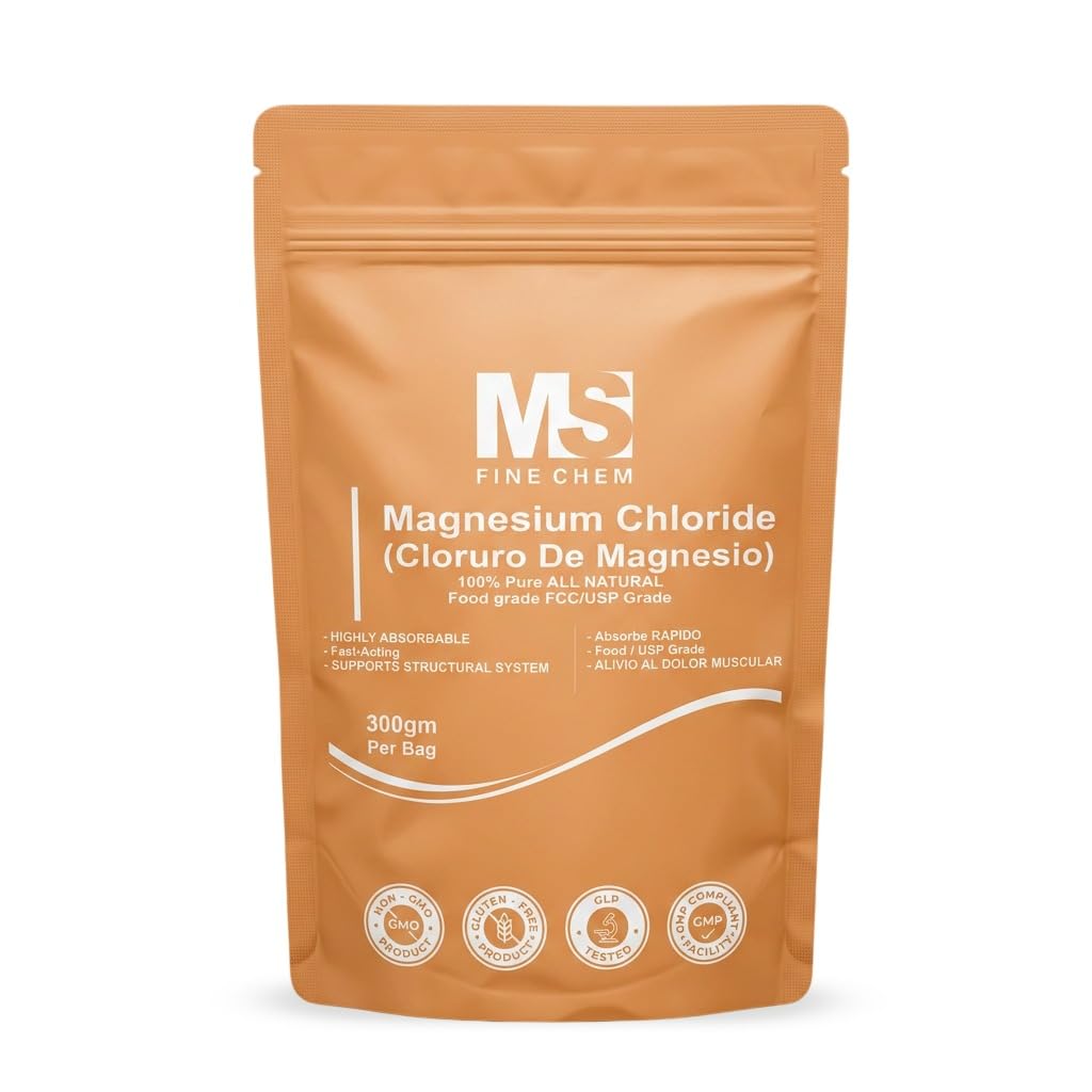 Cloruro de Magnesio 100% čistý chlorid hořečnatý Potraviny Stupeň 300 Gramy Jedlé hořčíku Vysoce absorbovatelné pro denní použití jako doplněk nebo hořčík olej do 600 Služeb 10.58 Oz