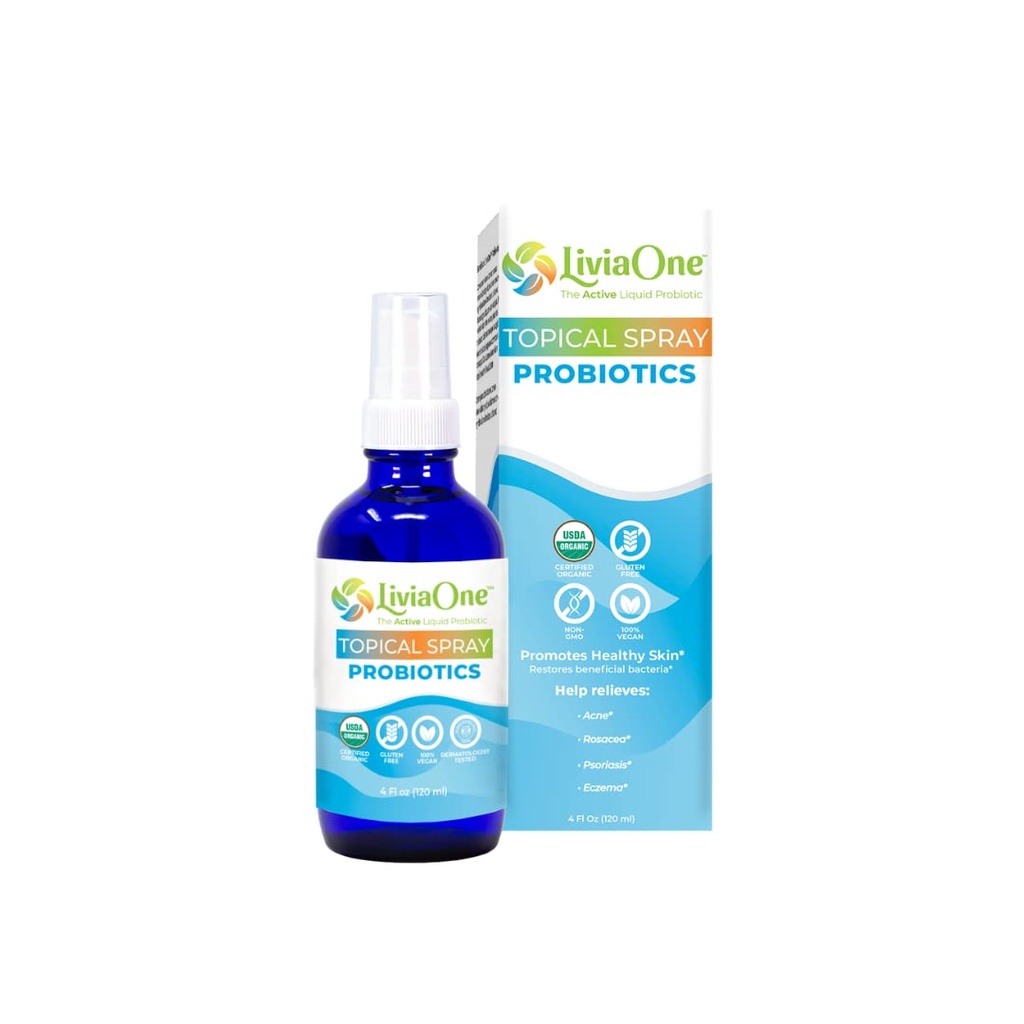 LiviaOne USDA Organic Topical Probiotics for Skin Health CLAS124; Lactobacillus Acidophilus Probiotic CLAS124; Gut Health & Immunication Supplement CLAS124; Vegan CLAS124; Non- GMO CLAS124; Gluten Free CLAS124; 4 Fl Oz