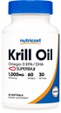 Nutricost Krill Oil 1000mg, 60 Softgels - Omega33 EPA-DHA Krill Oil Supplement, s Superbakrill