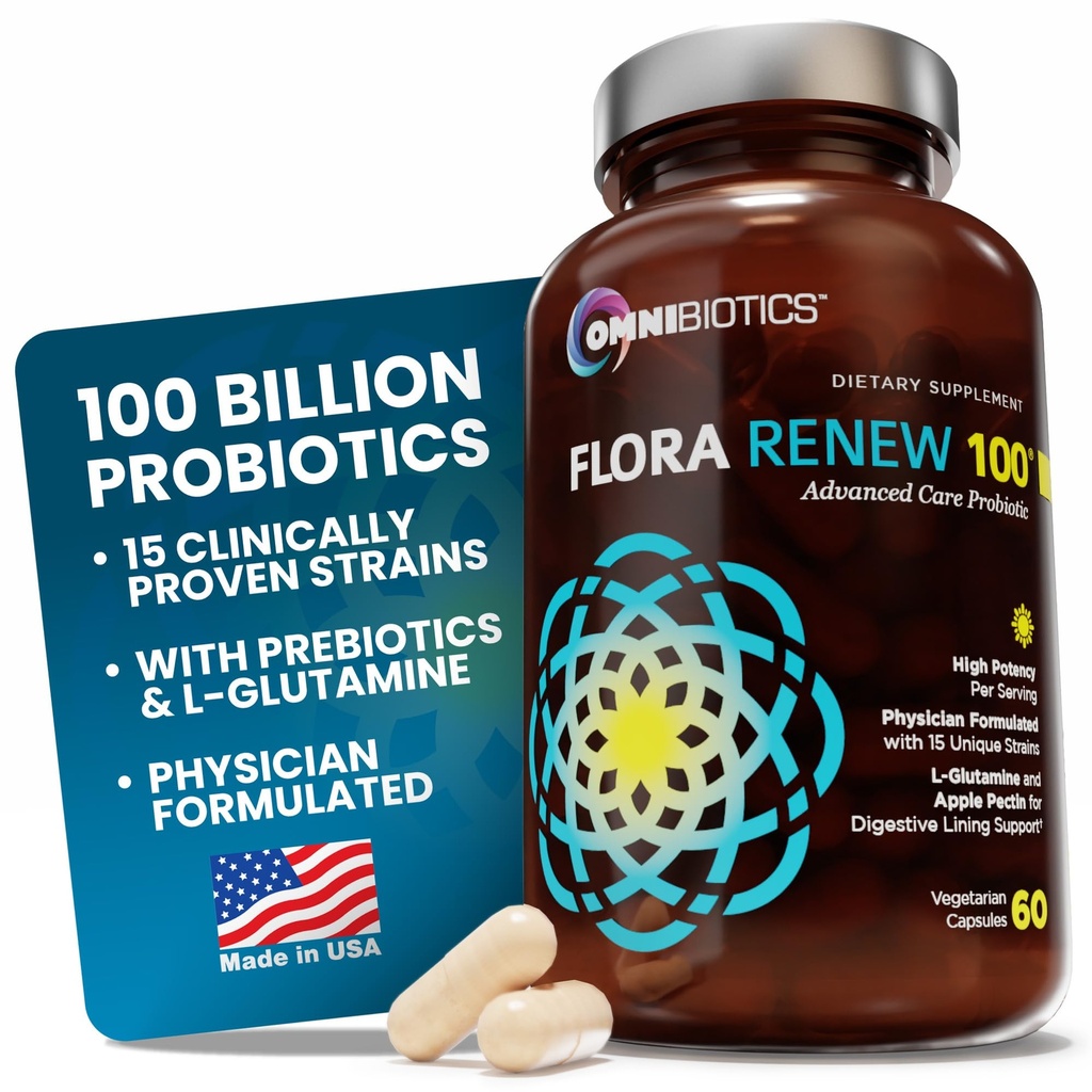 100 Bilion Probiotika - 15-Strain Probiotika pro ženy a muže, DRCaps opožděné vydání, Prebiotika, L-glutamin, Apple Pectin, Gut Lining podpora, Stálá, Non- GMO, 60 Veganské kapsle pro dospělé