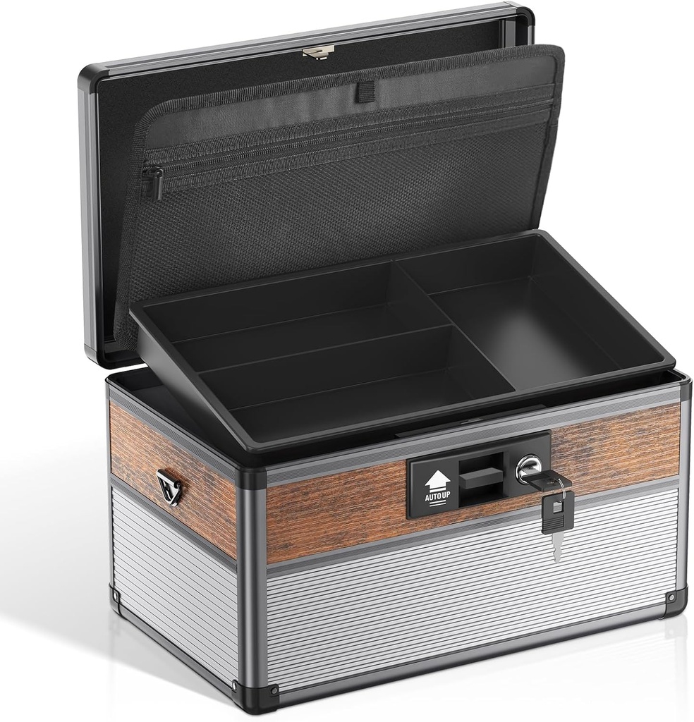 Glosen Medicine Lock Box, Locking Medicine box, Security Lock Boxy Medium Black CLAS12 x 7.68 x 7.87 Inch, První pomoc Klíč trezor na léky