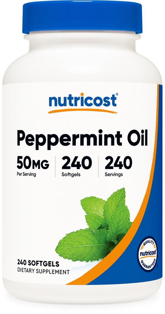 Nutricost Peppermint Oil Softgels (240 SFG) (50 MG) - Gluten Free, Třetí strana Testováno a GMO Free
