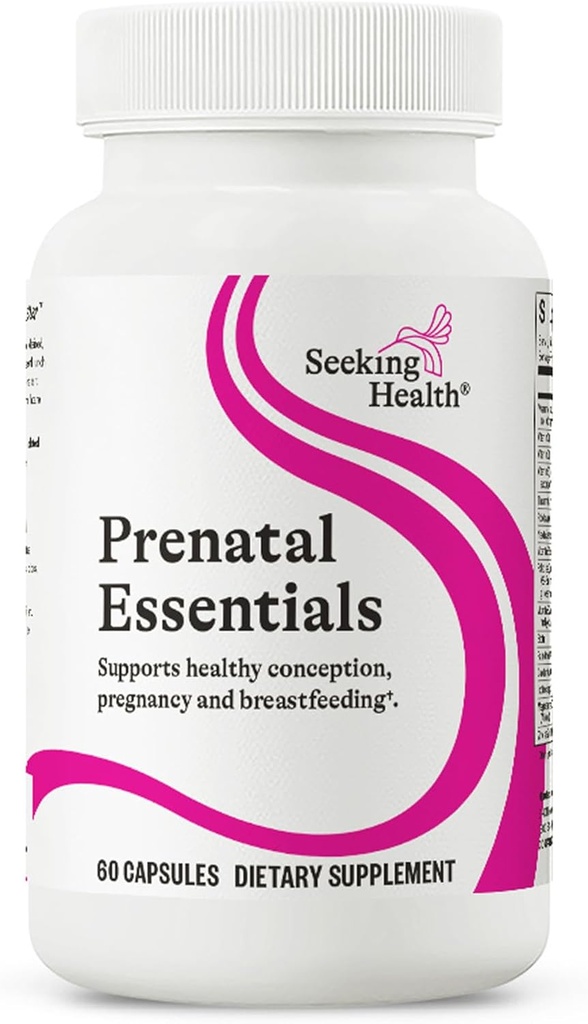 Hledání zdraví Prenatální Essentials, Methylovaný biodostupný folát a B12, vitamin D3 a K2, klíčové živiny na podporu těhotenství a kojení, Vegetariánské (60 kapslí) *