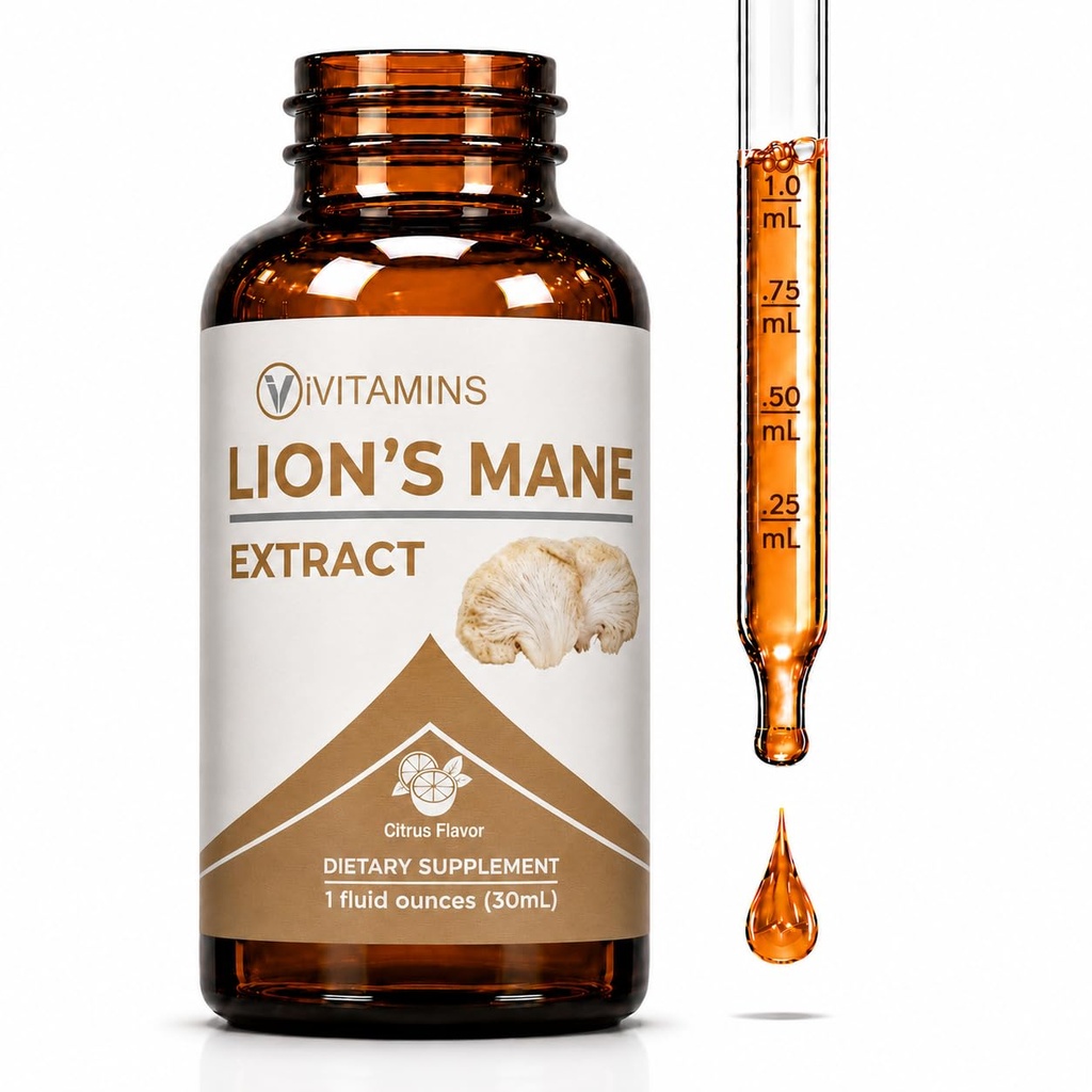 Lions Mane Liquid - Lví hříva Tincture for Memory, Focus & Clarity - Lví hříva - Lví hříva Houba dodatek - Nootropics Brain Supplement - (1 Pack)