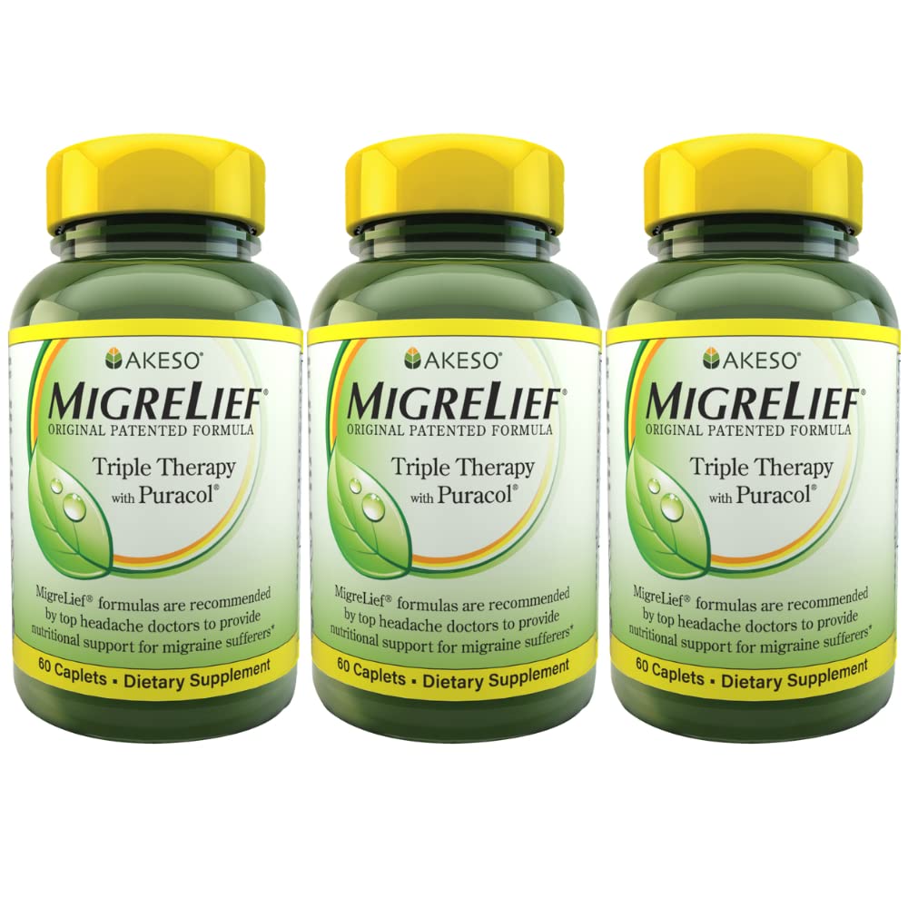 MigreLief Original Formule Triple Therapy with Puracol, 60 Count (Pack of 3)