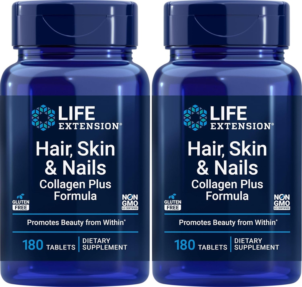 Life Extension Vlasy, kůže a nehty Collagen Plus Formule, 180 Tablety (Balení po 2)