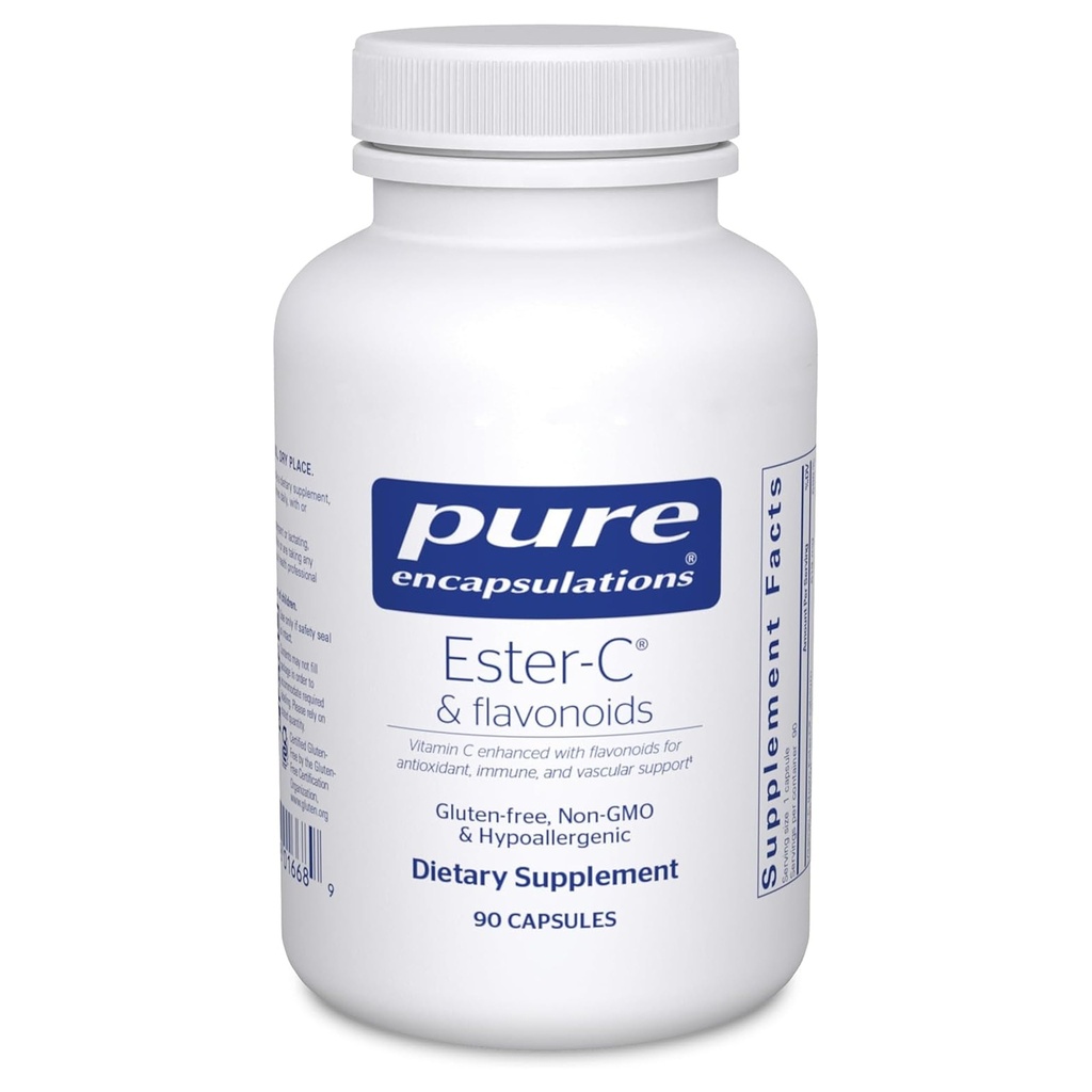 Čisté enkapsulace Ester- C & Flavonoidy - dodatek vitaminu C pro antioxidanty - Imunitní a cévní podpora * s vápníkem & Rutin - Gentle on Digestion - Vegan & Non- GMO - 90 Kapsle