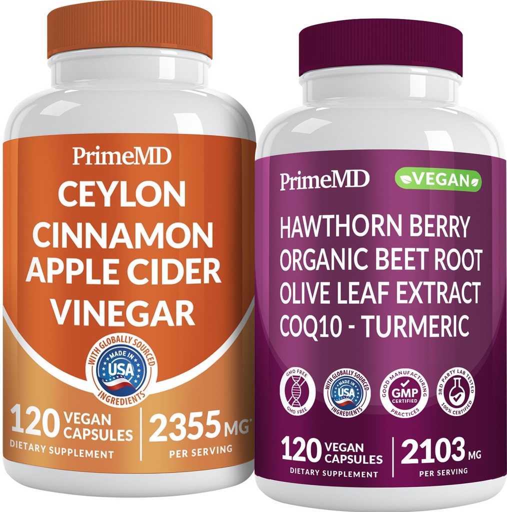 Cejlonská skořice (1pk) a oxid dusnatý (1pk) Doplněk Bundle - Potentní vitaminy pro srdce, metabolismus, rovnováha, oběh, lipid, a imunitní podpora - Non- GMO, Vegan, gluten- bez