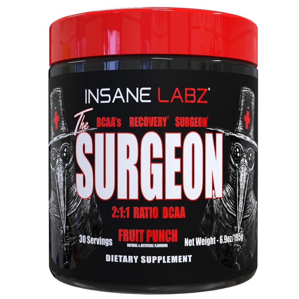 Šílený Labz Chirurg BCAA Recovery Powder - Branched Chain Amino Acid Post Workout Drink for Muscle Recovery - 30 Srvgs (30 Servings (Balení 1), Ovocný punč)