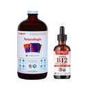 LIQUIDHEALTH Neurologický Nootropní Focus dodatek & Organic Methyl B12 5000mcg Vitamin Kapky s Tart Cherry Juice pro imunitní podporu, lepší paměti a koncentrace, přírodní energie, celkové zdraví