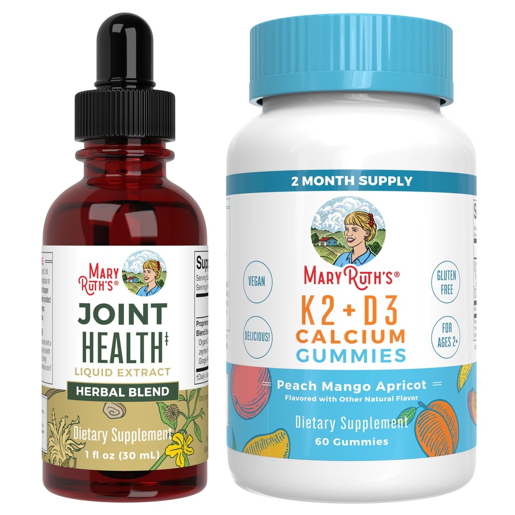MaryRuth Organics Joint Health Liquid Drops & Vitamin K2 + D3 Gummies (Peach Mango a meruňka) 124; Label Project Ověřené 124; Vitamíny pro vápník, Joints, a Bone Support current 124; Vegan, Non- GMO, gluten zdarma