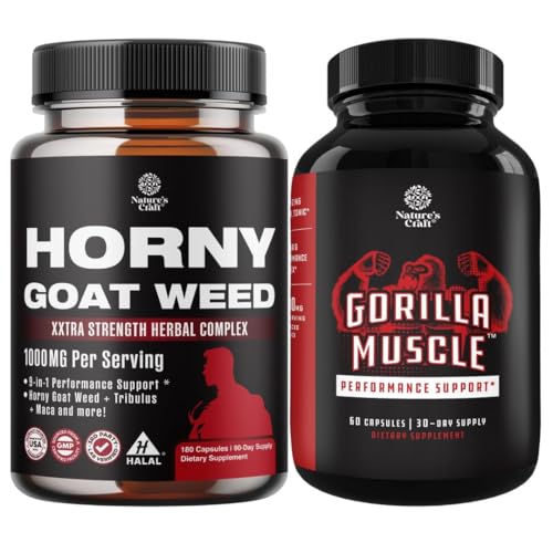 Bundle of Horny Kozí tráva s Black Maca Root, Tongkat Ali, Saw Palmetto & Panax Ginseng Extract for Stamina & Energy and Extra Strength Testosteron Booster - Svalové rozšíření dodatek pro muže